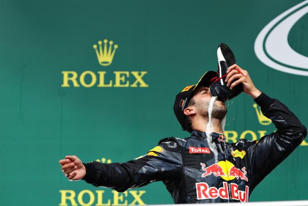 Daniel Ricciardo y el 'shoey' en Alemania | Fuente: Getty Images