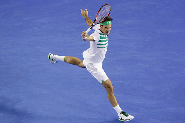 Roger Federer flies past David Goffin to advance into the quarterfinals. Credit: Darrian Traynor/Getty Images