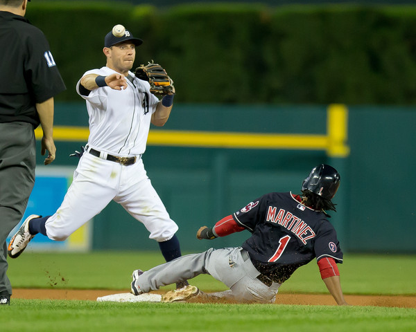 Second base Gold Glove winner Ian Kinsler turns two for the Tigers against the Indians, but he might not be next season. Photo Credit: Dave Reginek of Getty Images