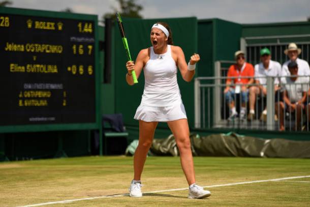 Jelena Ostapenko celebrates her fourth round victory (Getty/David Ramos)