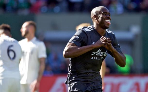 Larrys Mabiala celebrates his first goal of the season | Source: timbers.com