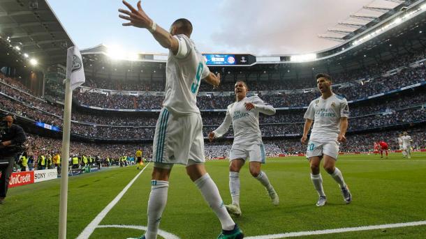 CelebraciÃ³n del gol de Benzema Foto: Twitter Real Madrid