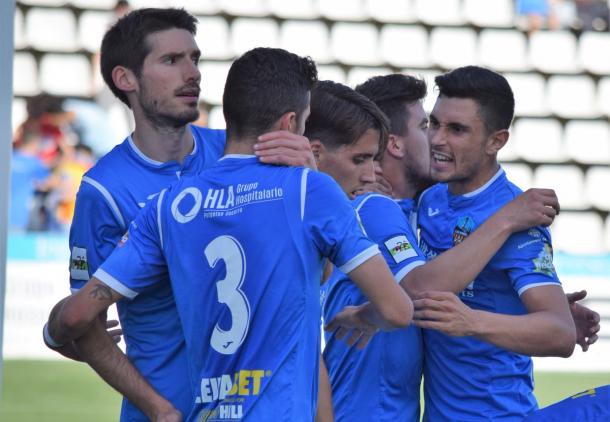 El Lleida, celebrando un gol | Foto: Lleida Esportiu