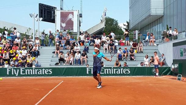 Ruben Bemelmans in action during Roland Garros qualification (Photo: @MyUTR)