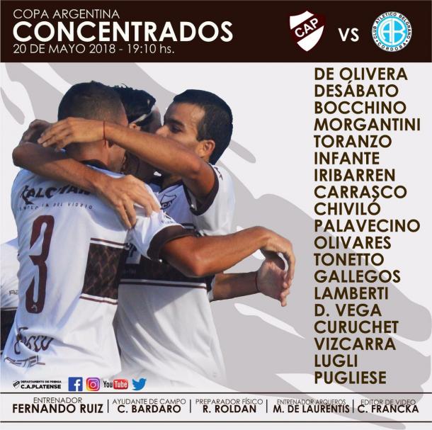 Concentrados Platense. Foto: Platense Oficial.