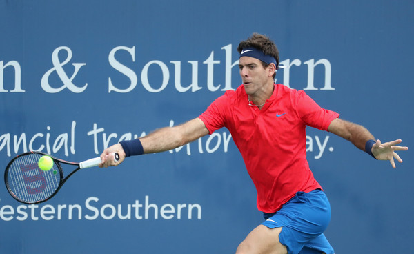 Juan Martin del Potro stretches for a forehand in Cincinnati. Photo: Rob Carr/Getty Images