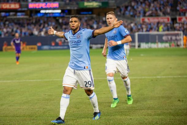 Ismael Tajouri-Shradi celebrating the opener. | Photo: New York City FC