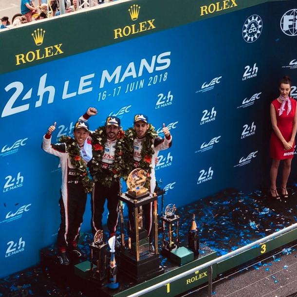 Los ganadores en el podio de Le Mans | Foto: @WEC