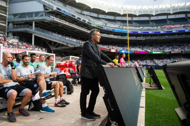 Domènec Torrent on the NYCFC sideline in the first half. | Photo: New York City FC