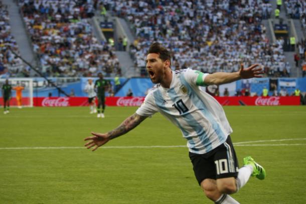 Messi celebrando su gol | Foto: @Argentina