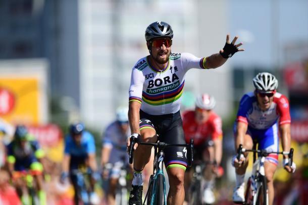 Sagan celebra su victoria (fuente: Le Tour de France)