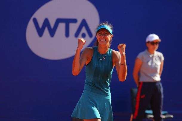 Olga Danilovic celebrates her win | Photo: Moscow River Cup / WTA