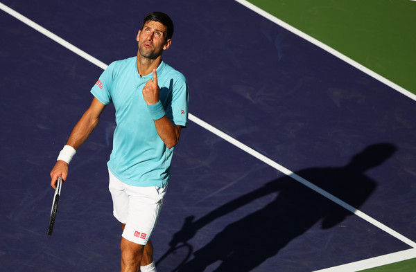 Djokovic reacts during his early loss in Indian Wells. Photo: Clive Brunskill/Getty Images