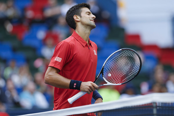 Novak Djokovic shows his frustration during his tough quarterfinal win. Photo: Lintao Zhang/Getty Images