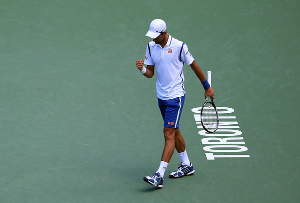 Djokovic pumps his first during his second round win. Photo: Vaughn Ridley/Getty Images