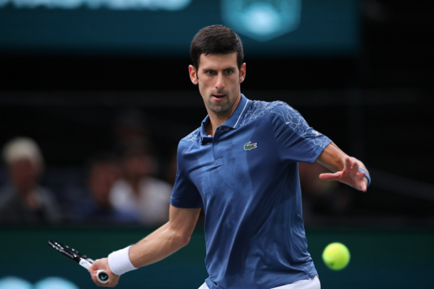 Novak Djokovic lines up a forehand in Paris. Photo: BNP Paribas Masters