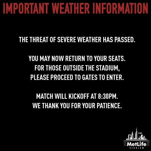 Ha pasado el mal clima | Foto: MetLife Stadium