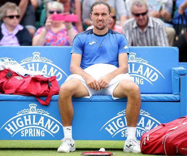 Dolgopolov was appearing in his first grass court tournament of the season. Photo: Getty