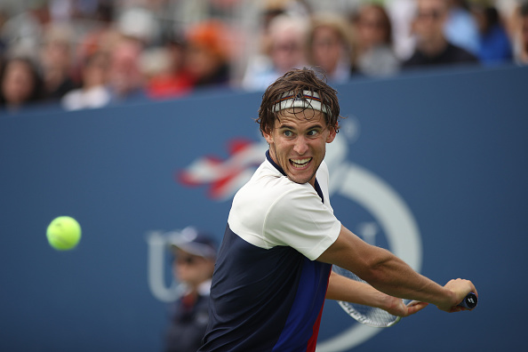 Dominic Thiem lines up a backhand shot (Photo: Tim Clayton/Getty Images)