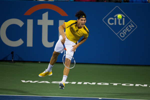 Thiem serves during his Citi Open encounter with Kevin Anderson (Photo: Tasos Katopodis/Getty Images North America)