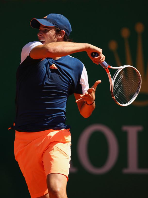 Dominic Thiem in action during his first round match at the Monte Carlo Rolez Masters. (Photo: Getty Images / Clive Brunskill)