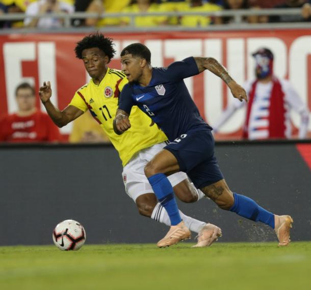 DeAndre Yedlin durante el partido ante Colombia | Foto: U.S . Soccer
