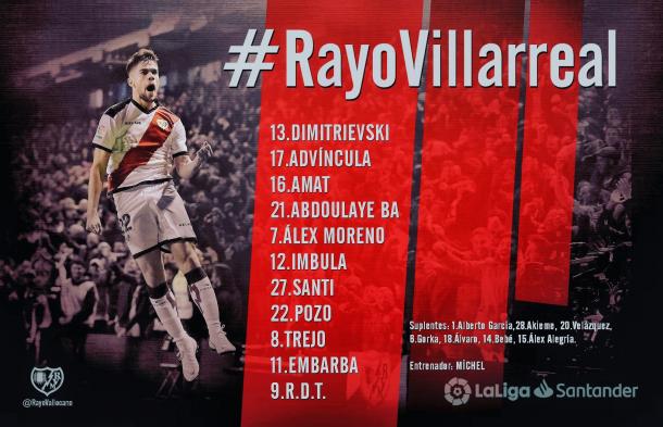 Once inicial del Rayo / Foto: @RayoVallecano