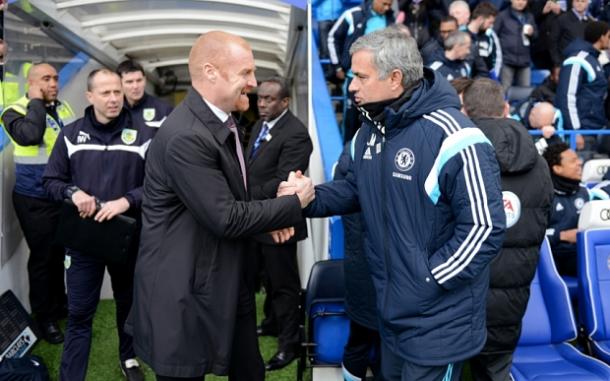 Dyche y Mourinho se saludan la temporada pasada. Foto: Premier League