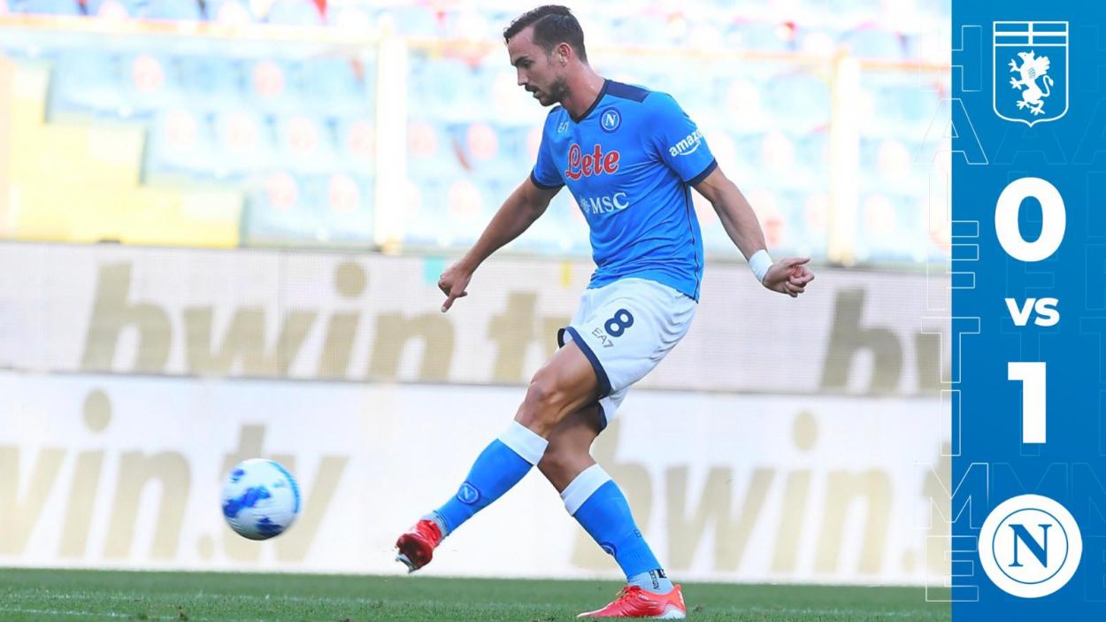 GENOA, ITALY - AUGUST 29: Adam Ounas of SSC Napoli competes for