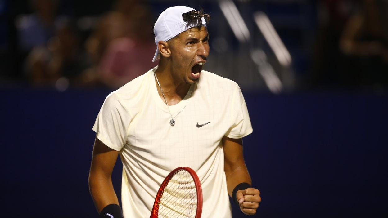 Popyrin reacts following his victory over Johnson/Photo:Winston-Salem Open