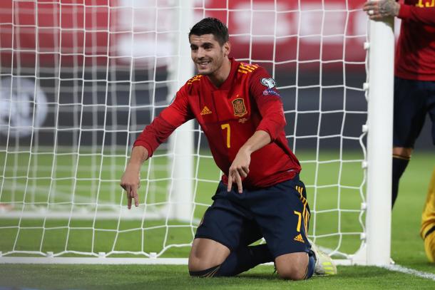Morata tras marcar el primer tanto del partido/ Foto: Selección española