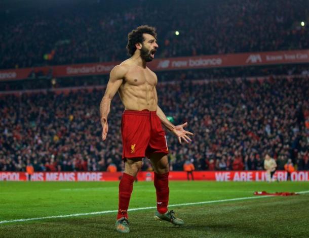 Salah marcou seu primeiro gol sobre o Manchester United na carreira | Foto: Divulgação/Liverpool FC