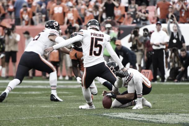 El pateador Eddy Piñeiro tuvo un juego de película. Foto: nfl.com