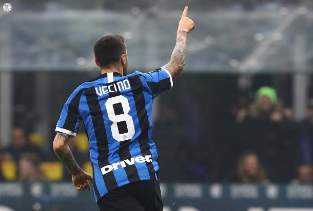 Vecino dedica el gol del empate / Foto: Twitter oficial Inter de Milán