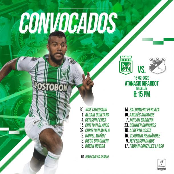 Foto: Twitter Atlético Nacional (@nacionaloficial)