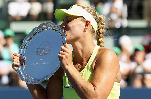 Angelique Kerber after beating Karolina Pliskova in the Bank of the West Classic last year (Getty/Ezra Shaw)