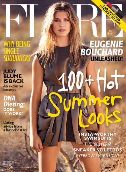 Bouchard graces the cover of FLARE magazine's Summer 2015 issue. Photo credit: Nino Munoz/FLARE Magazine.