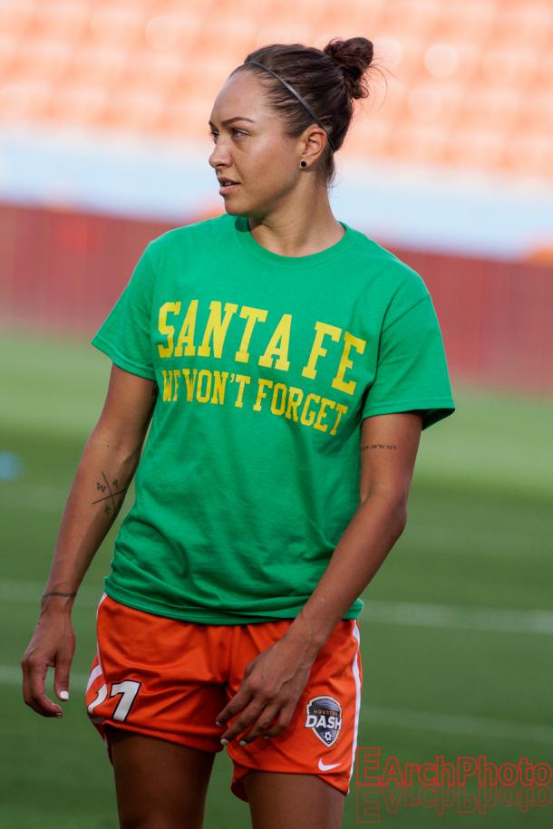 Houston Dash midfielder and Australian International Kyah Simon will look to bounce back into the NWSL playoff race (Photo: EarchPhoto)
