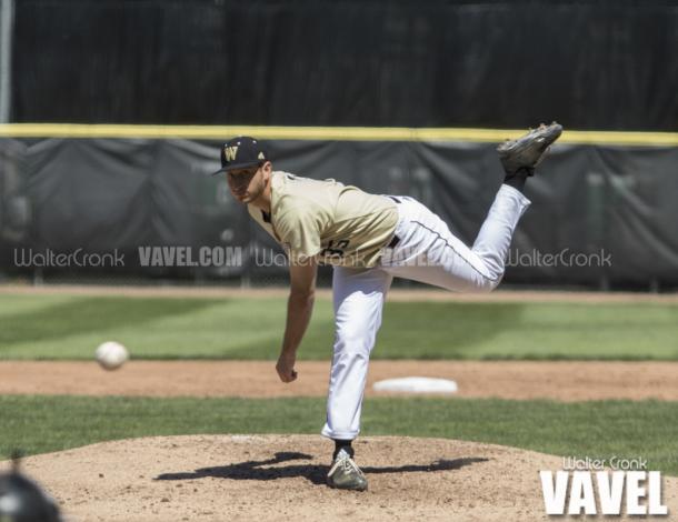 Starting pitcher Jacob Piechota (35) pitched 5.1 innings and only allowed 1 run. Photo: Walter Cronk