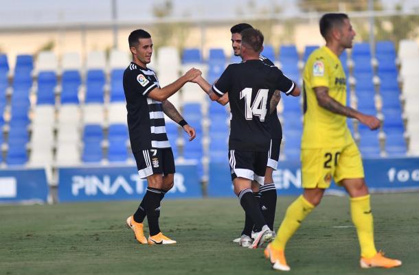 Simon Moreno celebrando su gol. FC Cartagena