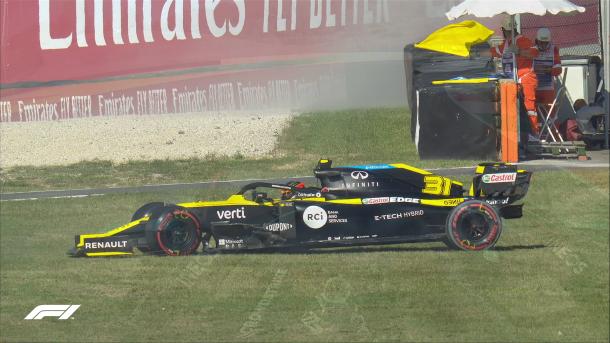 Esteban Ocon trompea al final de la Q3. (Fuente: F1)
