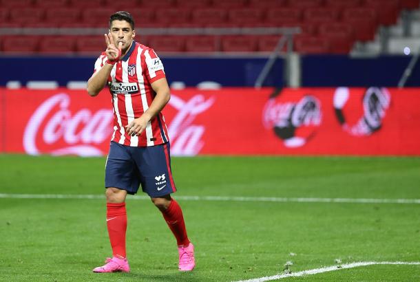 Celebración del gol de Luis Suárez frente al Real Betis Balompié / Twitter: Atlético de Madrid