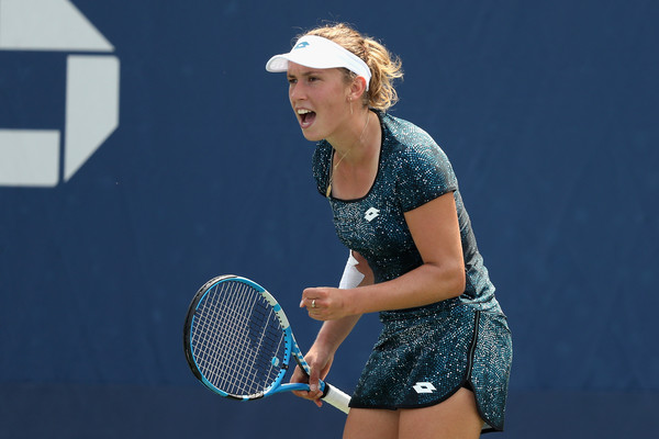 Elise Mertens celebrates winning a point at the US Open | Photo: Matthew Stockman/Getty Images North America