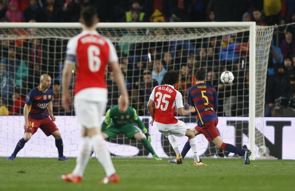 Elneny curls into the corner to make it 1-1 (photo: SkySports)