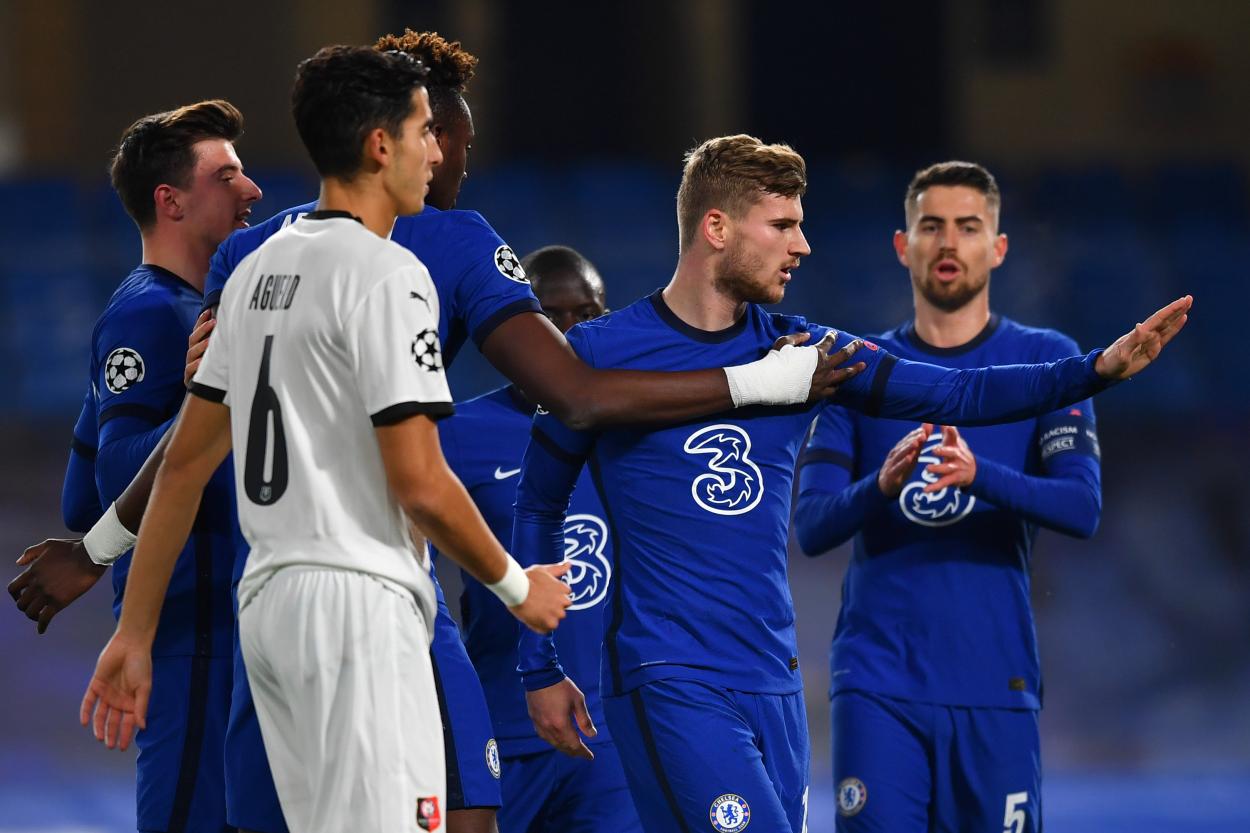 Timo Werner celebrando su el gol de penalti. | Fuente: Chelsea FC