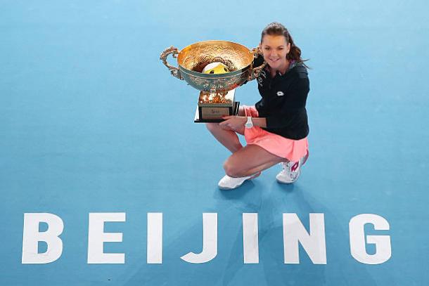 Agnieszka Radwanska after winning the title in Beijing last year (Getty/Emmanuel Wong)