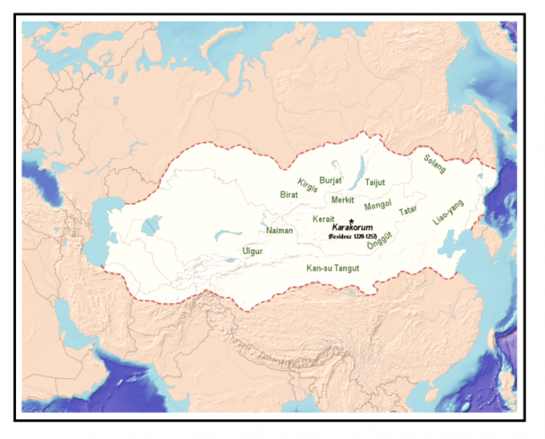 Imperio Gengis Kan en el momento de su muerte. Wiki Commons