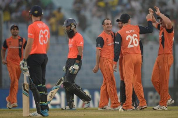 The Netherland players celebrating during their win against England in the 2014 World T20 | Photo: Getty Images