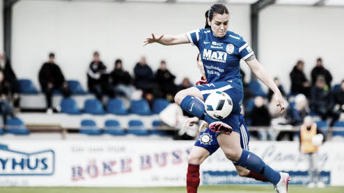 Marija Banusic in action for Eskilstuna United. Photo: http://svenskfotboll.se/