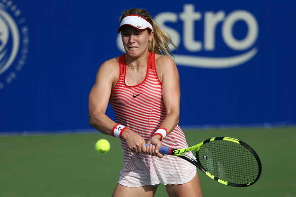 Eugenie Bouchard hitting a backhand. | Photo: Stanley Chou/Getty Images AsiaPac